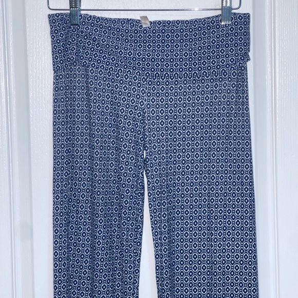 HELEN JON Navy and White Wide Leg Pants Fold Over Beach Pant Strech Small - Picture 3 of 10